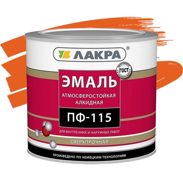 

Эмаль Лакра ПФ-115 оранжевая 2.8 кг, Оранжевый