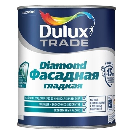 

Краска фасадная Dulux база BС гладкая матовая 2.25 л, Белый