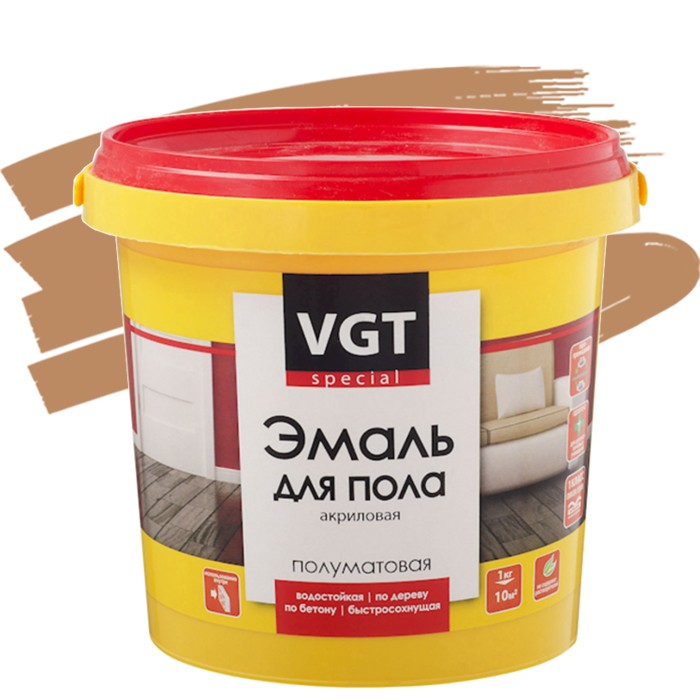 Купить Эмаль акриловая для пола VGT Профи ВД-АК-1179 светлый орех 1 кг