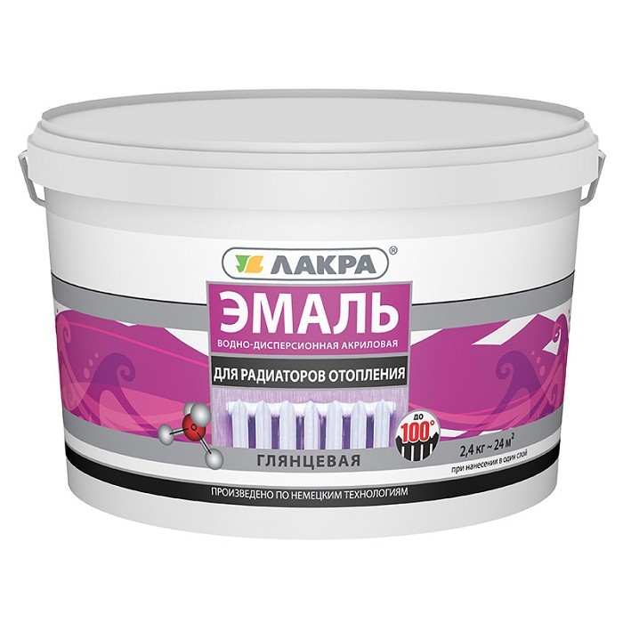

Эмаль акриловая Лакра для радиаторов белая глянцевая 2.4 кг, Белый