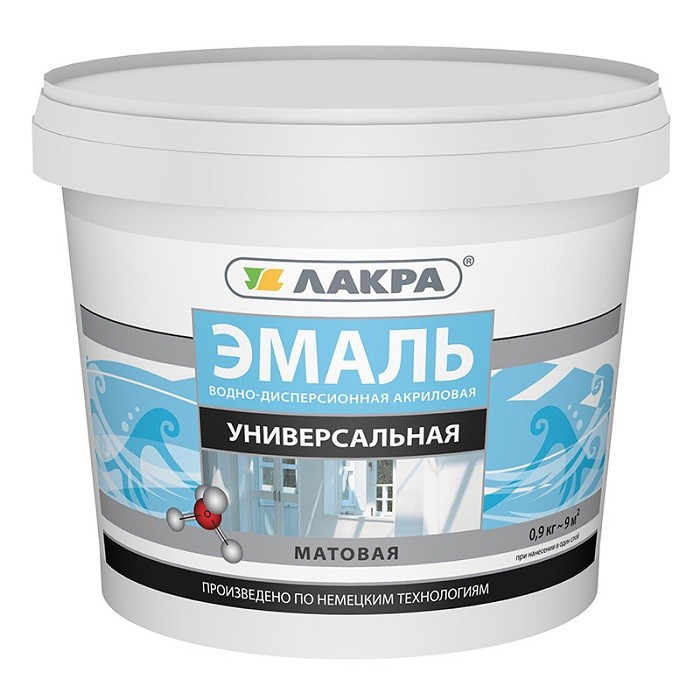 

Эмаль акриловая Лакра универсальная матовая 0.9 кг, Белый