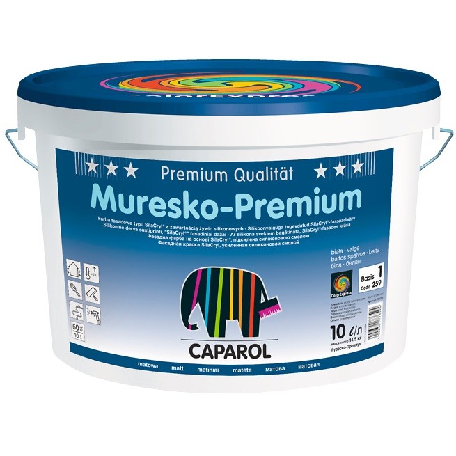 

Краска фасадная Caparol Muresko Premium BAS 1 белая 10 л, Белый