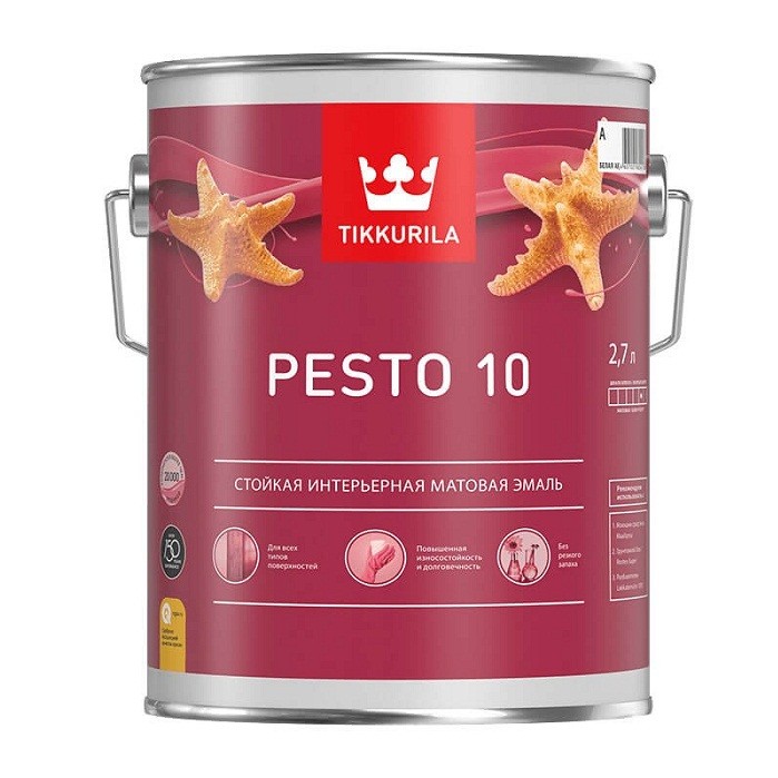 Купить Эмаль Tikkurila Pesto 10 матовая база А 2.7 л
