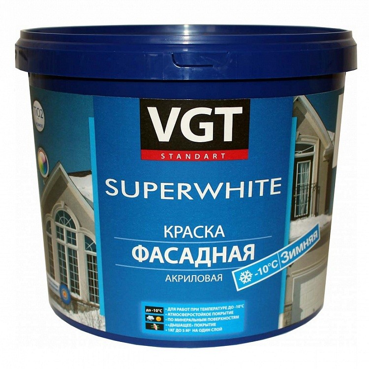 Купить Краска фасадная VGT Зимняя ВД-АК-1180 супербелая 15 кг