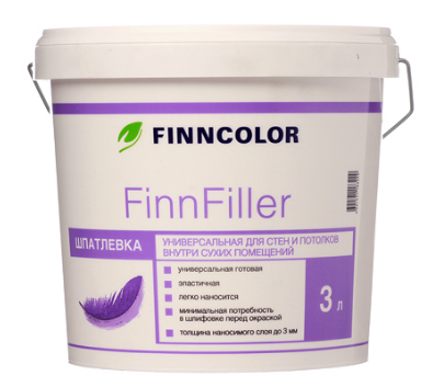

Finncolor FinnFiller, 3 л, Шпатлевка готовая финишная универсальная, Белый