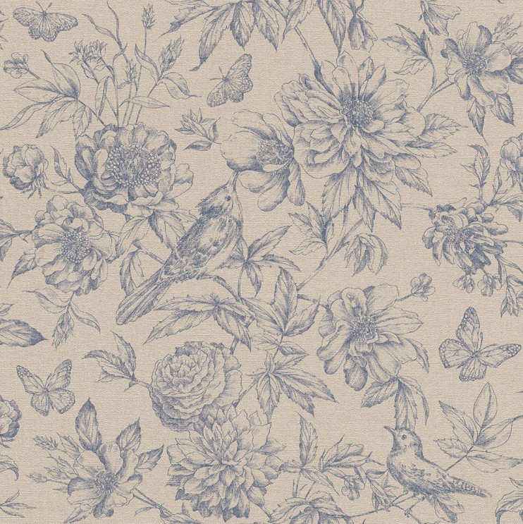 

Обои виниловые на флизелиновой основе Rasch Florentine ll 449471, Синий