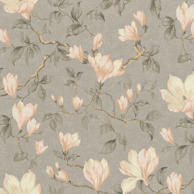 

Обои виниловые на флизелиновой основе Rasch Magnolia 964936, Серый