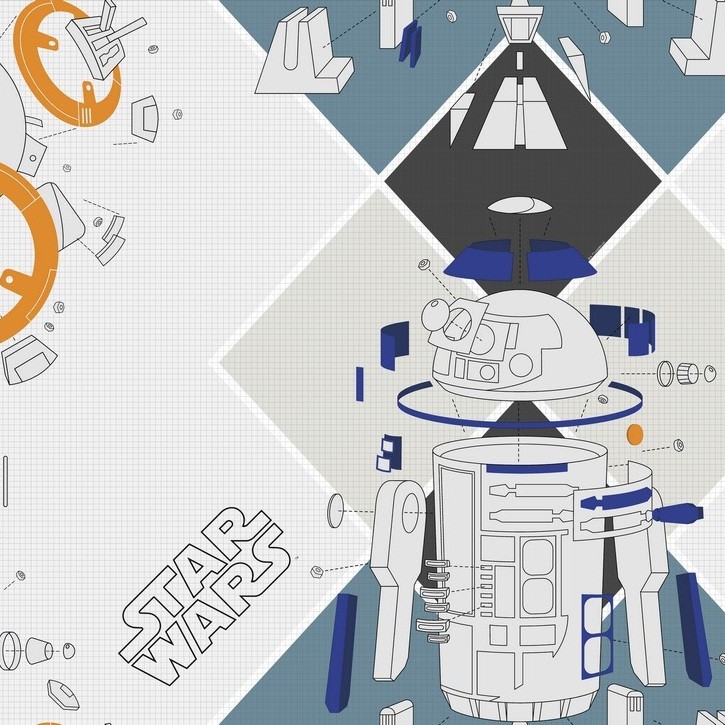 

Обои виниловые на флизелиновой основе Erismann Disney StarWars Чертежи E-D-007A, Серый