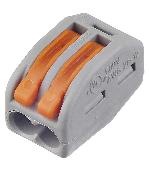Купить Зажим клемма Wago 222-412 на 2 провода с рычажком 0.08-2.5 мм кв 5 шт