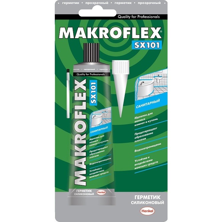 Купить Герметик силиконовый Makroflex Sх101 санитарный прозрачный 85 мл