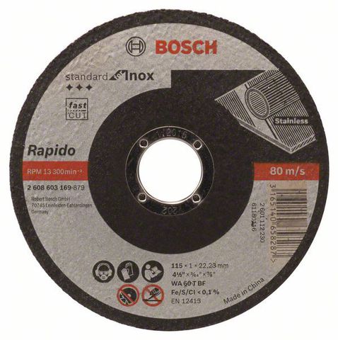 

Круг отрезной по нержавейке Bosch Standard for Inox прямой 125х1 мм