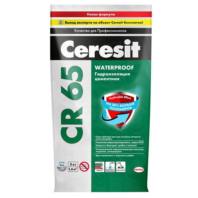 Купить Гидроизоляционный состав Ceresit CR 65 Waterproof 5 кг
