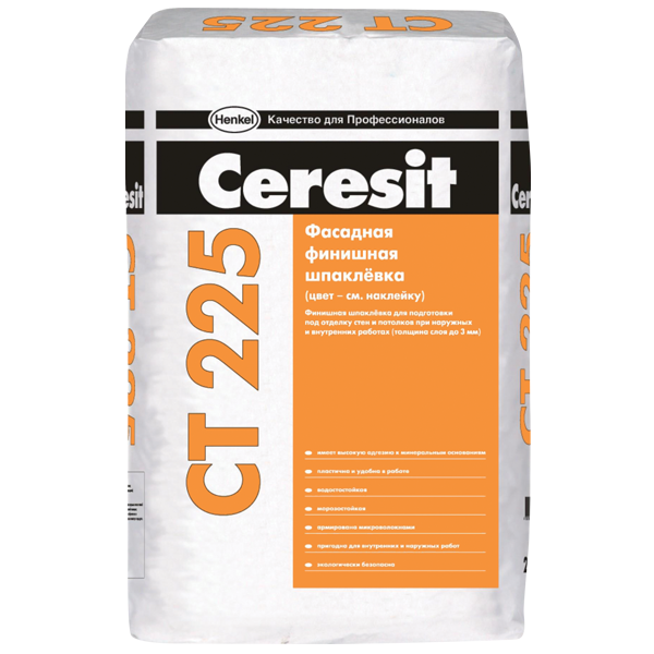 Ceresit CT 225 25 кг, Шпатлевка цементная финишная (белая)