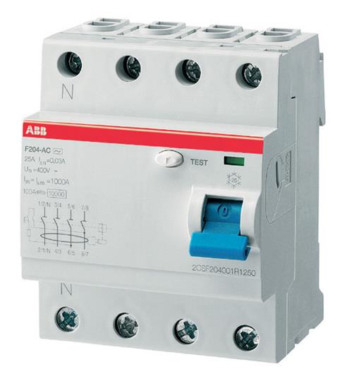 

УЗО 4х-полюсное ABB F204 AC-25/0.1 25А