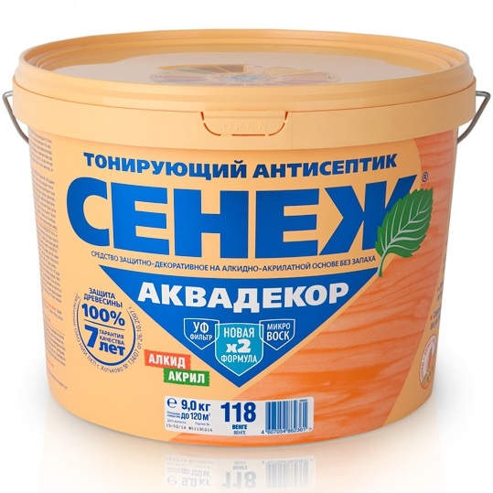 

Сенеж Аквадекор 102, 2.5 кг, Антисептик тонирующий, Бесцветный