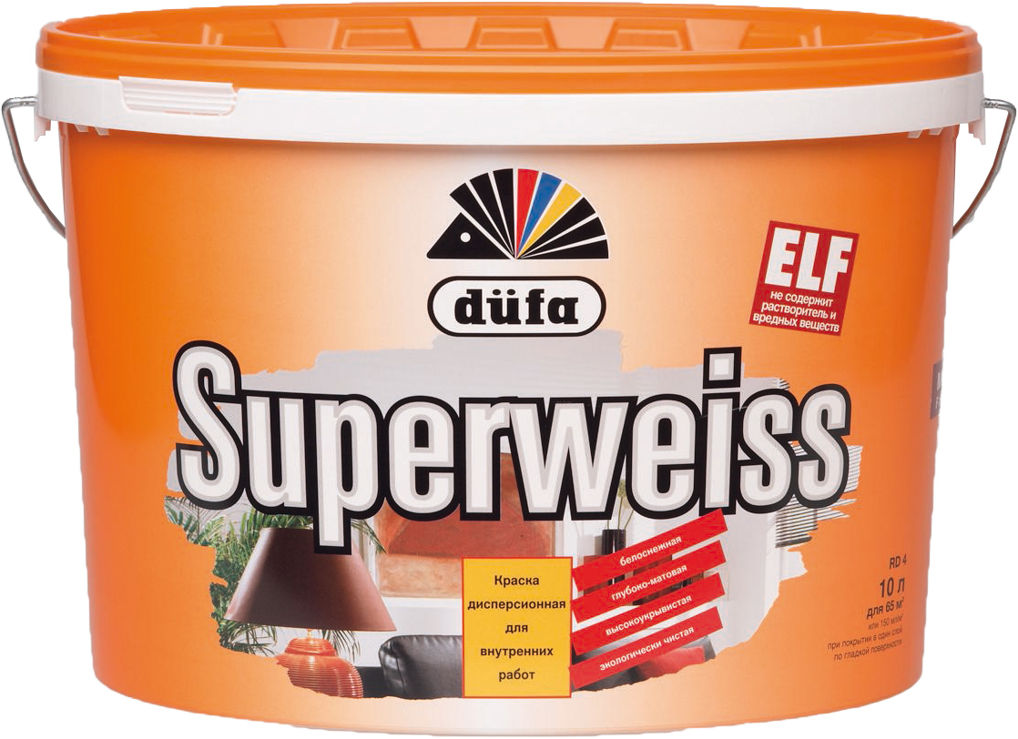 

Dufa Superweiss 2.5 л, Краска интерьерная (белая), Белый