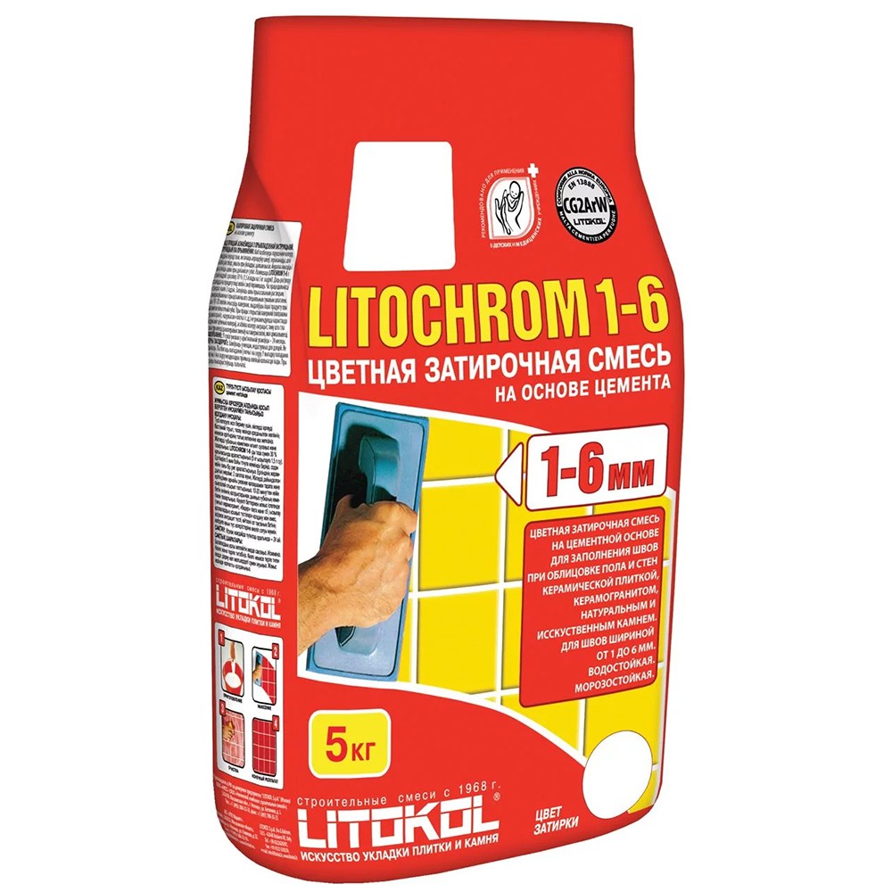 Купить Затирка цементная для швов Litokol Litochrom 1-6 C.00 белая 5 кг
