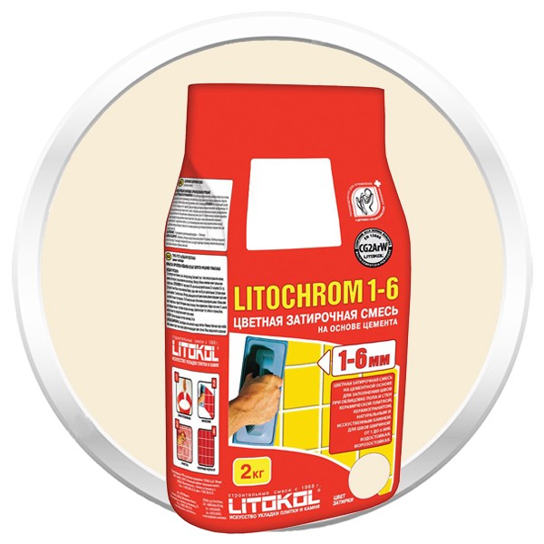 

Затирка цементная для швов Litokol Litochrom 1-6 C.50 светло-бежевая 2 кг, Бежевый
