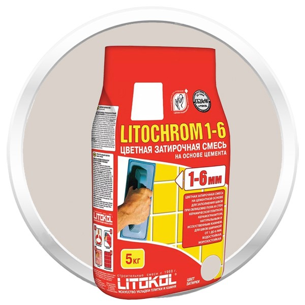 Купить Затирка цементная для швов Litokol Litochrom 1-6 C.20 светло-серая 5 кг
