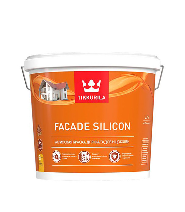 

Краска водно-дисперсионная фасадная Tikkurila Facade Silicon белая основа VVA 2.7 л