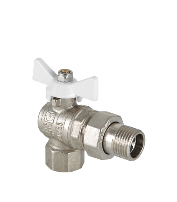 

Кран шаровый Valtec BASE 3/4" ВРх3/4" НР угловой с полусгоном белая рукоятка