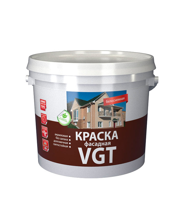 

Краска водно-дисперсионная фасадная VGT Белоснежная 25 кг, Белоснежный