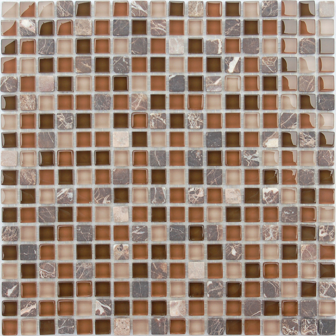 Мозаика Caramelle Andorra микс с мрамором 305х305х4 мм из стекла и камня