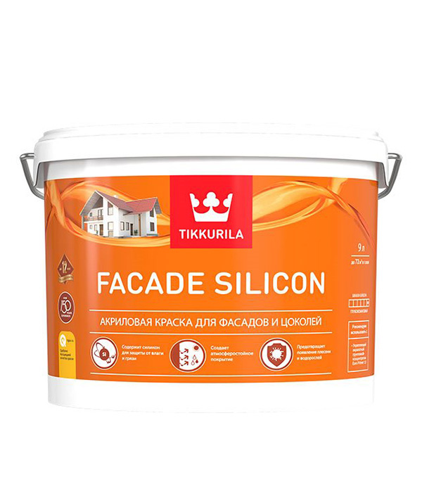 

Краска водно-дисперсионная фасадная Tikkurila Facade Silicon основа С 9 л, Прозрачная