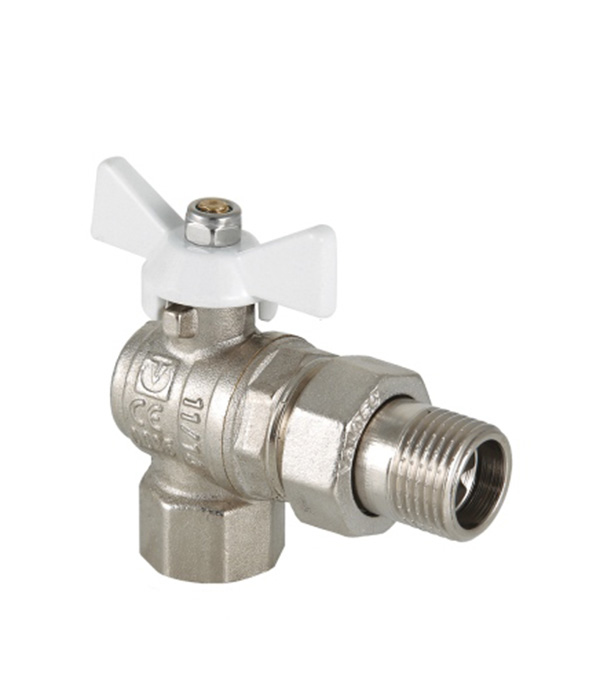 

Кран шаровый Valtec BASE 1/2" ВРх1/2" НР угловой с полусгоном белая рукоятка