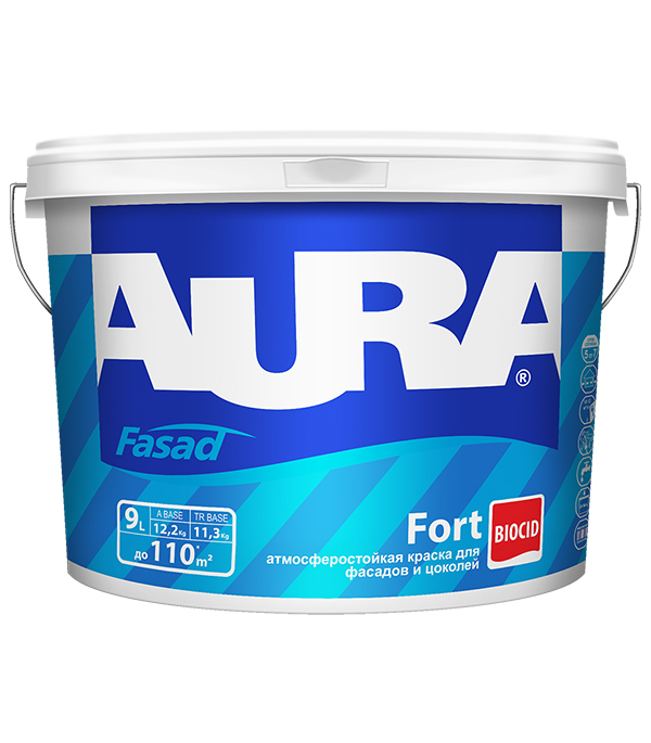 

Краска водно-дисперсионная фасадная Aura Facade Fort основа TR 9 л, Полупрозрачный