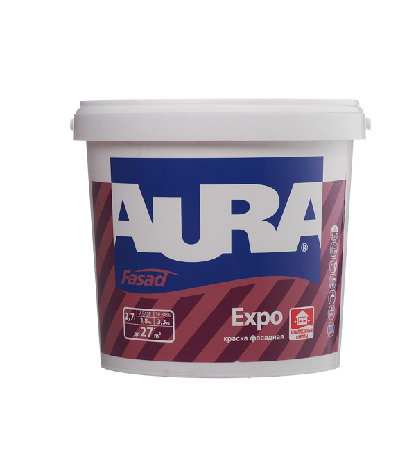 

Краска водно-дисперсионная фасадная Aura Fasad Expo основа TR 2.7 л, Прозрачный