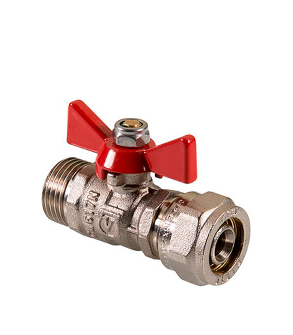 

Кран шаровой для металлопластиковых труб Valtec 16 обжцх1/2" нарш бабочка
