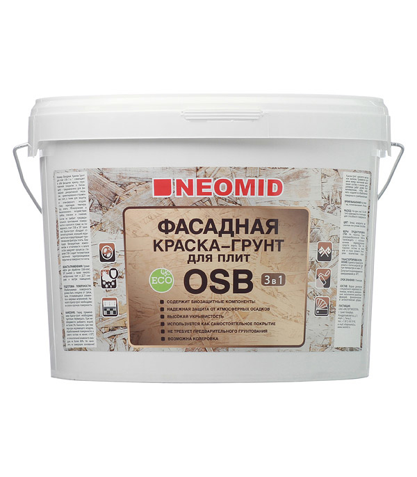 

Краска водно-дисперсионная для плит OSB Neomid Фасадная 14 кг, Белый
