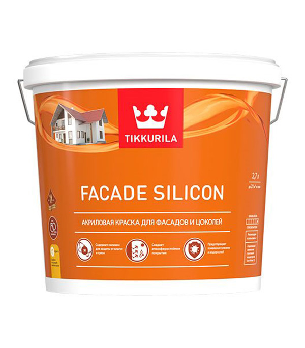 

Краска водно-дисперсионная фасадная Tikkurila Facade Silicon основа С 2.7 л, Прозрачная