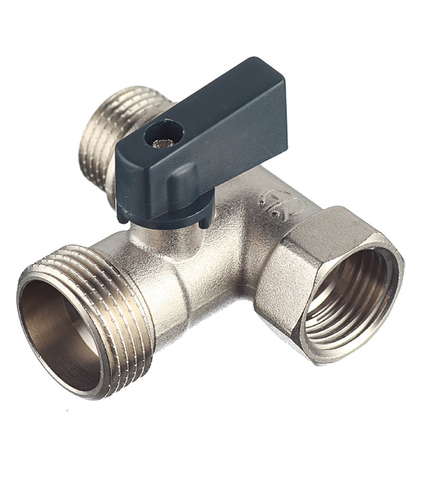 

Кран шаровой для бытовой техники проходной 1/2"х3/4"х1/2" ВР-НР бабочка