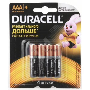 Элемент питания Duracell LR03-4BL BASIC CN AAA 4 штуки