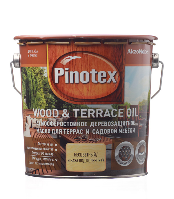 Масло Pinotex Wood&Terrace Oil для террас бесцветное 2.7 л