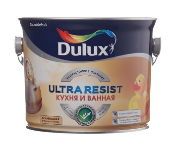 

Краска водно-дисперсионная Dulux Ultra Resist Кухня и Ванная основа BW, 2.5 л, Белый