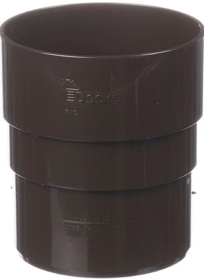 Docke Premium RAL 8017, 120/85 мм, Соединитель водосточной трубы ПВХ шоколад