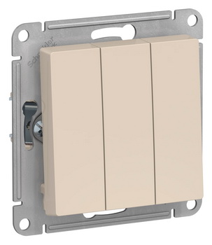 

Выключатель трехклавишный ATN000231 Schneider Electric AtlasDesign бежевый 10А