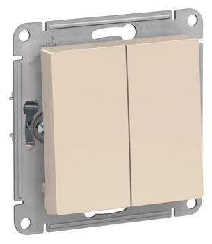 

Выключатель двухклавишный проходной ATN000265 Schneider Electric AtlasDesign бежевый 10А