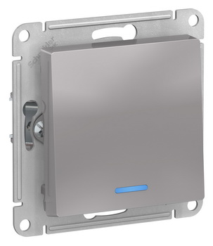 

Выключатель одноклавишный проходной с подсветкой ATN000363 Schneider Electric AtlasDesign алюминий 10А