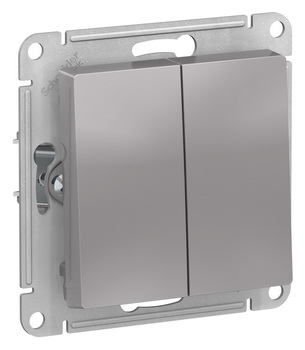 

Выключатель двухклавишный проходной ATN000365 Schneider Electric AtlasDesign алюминий