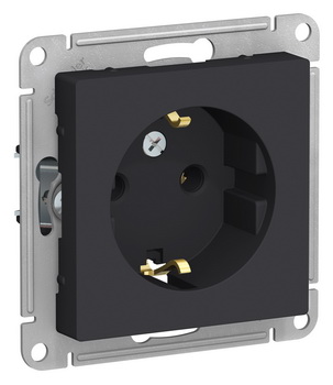 

Розетка со шторками и заземлением ATN001045 Schneider Electric AtlasDesign16А карбон
