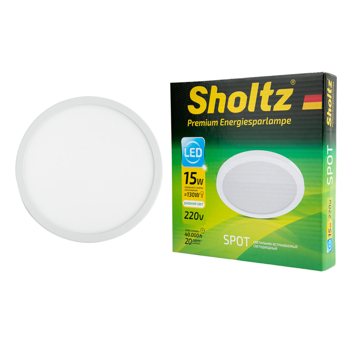 Светильник светодиодный встраиваемый Sholtz d175 мм 14 Вт 220 В 4000 К дневной свет круглый IP20 белый