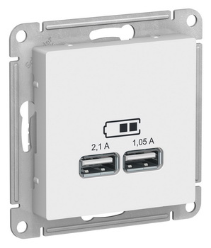 Купить Розетка 220 с USB портом ATN000133 Schneider Electric AtlasDesign белый 5B|2100 мА