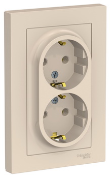

Розетка двойная с заземлением ATN000224 Schneider Electric AtlasDesign бежевый