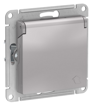 

Розетка с крышкой и шторками ATN000346 Schneider Electric AtlasDesign 16А алюминий