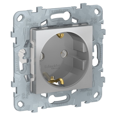 

Розетка с заземлением Schneider Unica New NU505630 16A/250 В безвинтовой зажим алюминий