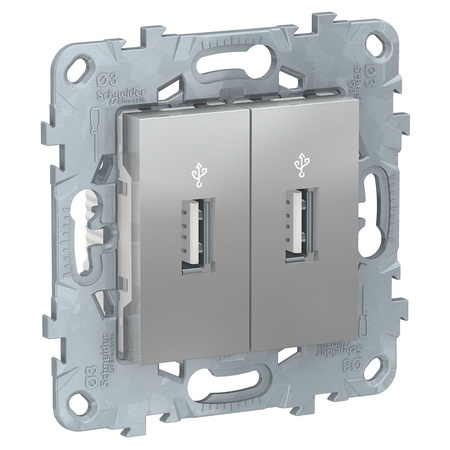 

Розетка USB двойная для передачи данных Schneider Unica New алюминий NU542730